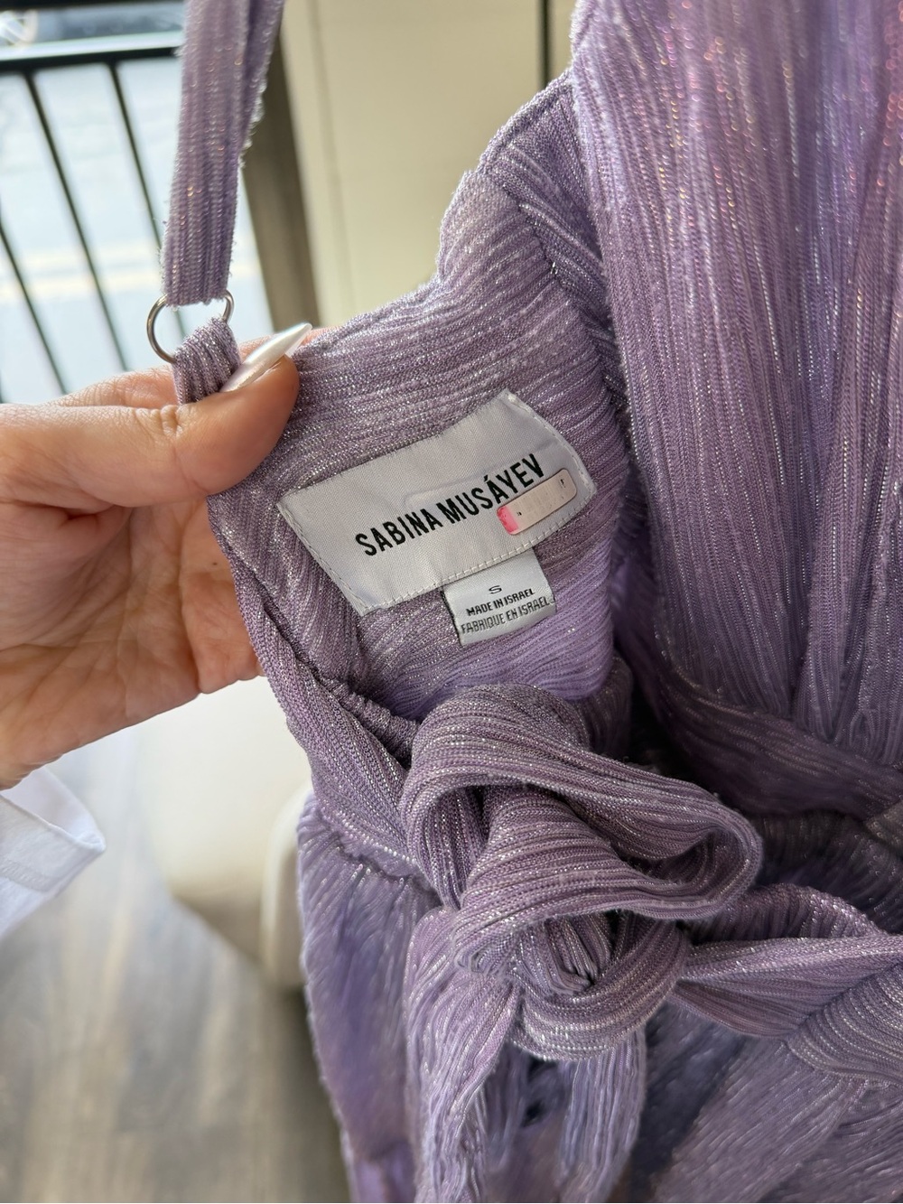 Sabina Musayev Sleeveless Lavender Metallic Maxi Dress size S MSRP $400 - Picture 4 of 4